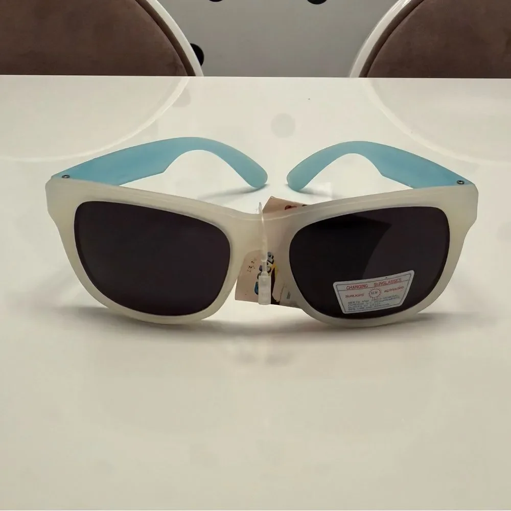 Vintage Deadstock 80s 90s Unisex Aqua Translucent Color Changing Sunglasses